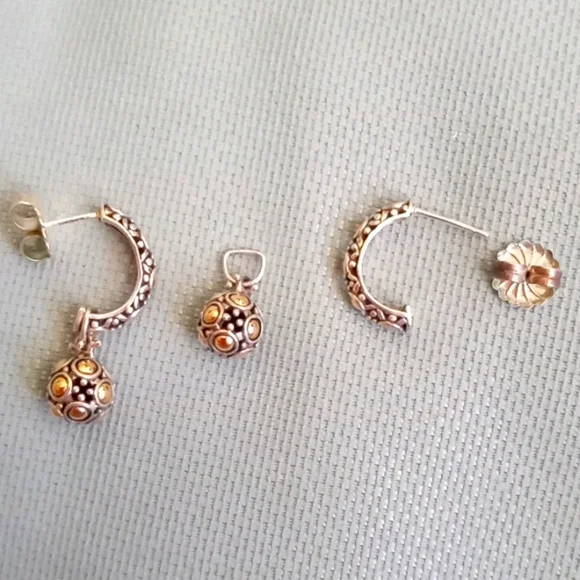 JOHN HARDY TWO-TONE JAISALMER DOT DROP EARRING'S - Picture 3 of 10